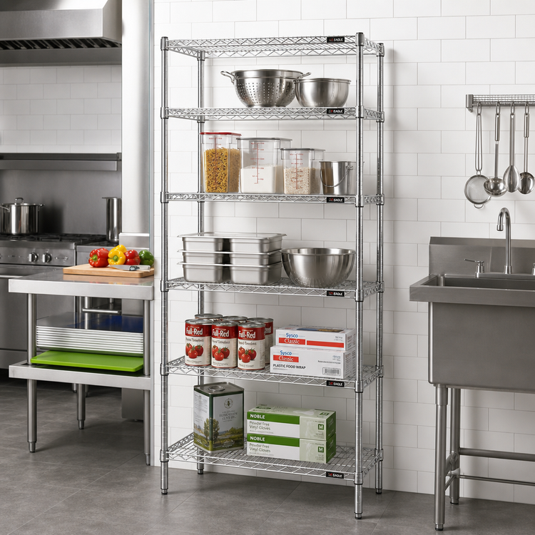 Product image #2 for Eagle Group 5-Tier Stainless Steel Finish Wire Starter Shelving Unit, 36 x 18 x 74 Inches