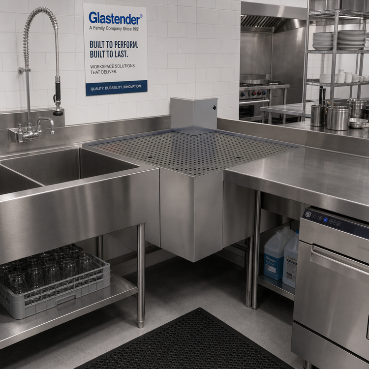 Product image #2 for Glastender COLB Outside L-Shape Corner Drainboard, 24-Inch Deep, Stainless Steel, No Legs
