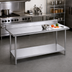 Thumbnail image #2 for Commercial Stainless Steel Work Table with 5-Inch Backsplash and Galvanized Undershelf, 120 x 24 Inches