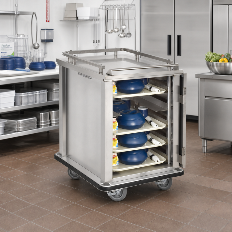 Product image #2 for FWE Mobile Stainless Steel Patient Tray Cart, 10 15" x 20" Trays or 5 18" x 26" Trays