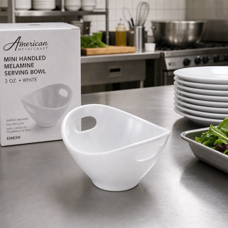 Product image #2 for American Metalcraft Mini Handled Melamine Serving Bowl, 3 oz., White