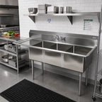 Thumbnail image #2 for John Boos E3S8-1620-12L18 3-Compartment Stainless Steel Sink with Left Drainboard, 18-Gauge 300 Series, 68-1/2 in. W