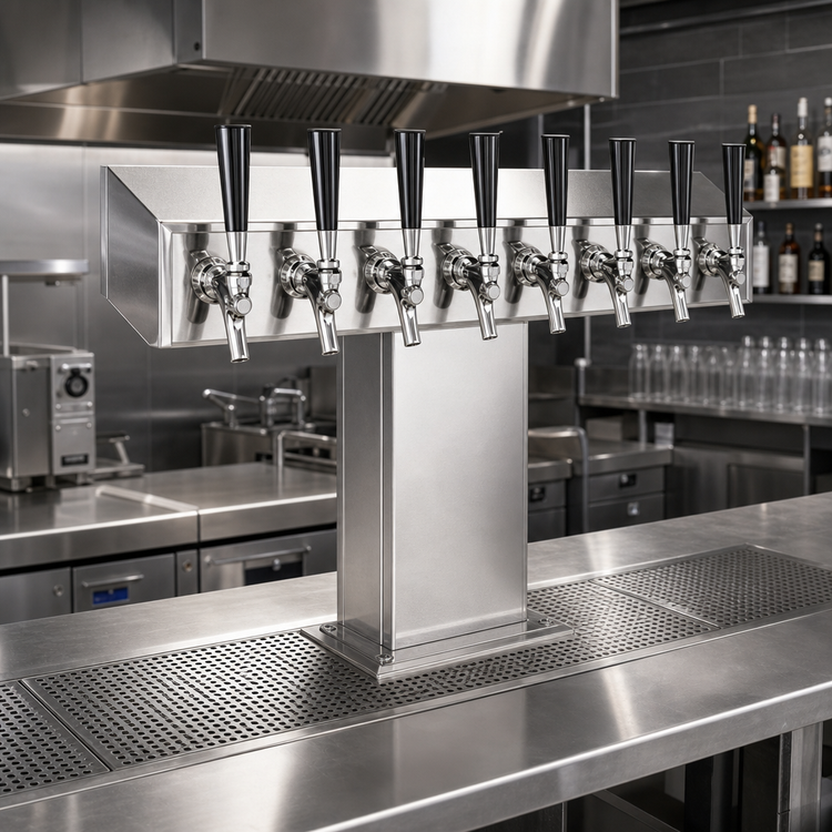 Product image #2 for Extra High Wide Base 8-Faucet Glycol-Cooled Tee Draft Beer Tower