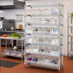 Thumbnail image #2 for Quantum WR9-206CL Stationary Bin Wire Shelving Unit, 36"W x 24"D x 74"H, Chrome Plated, 9 Shelves, 40 Clear Bins