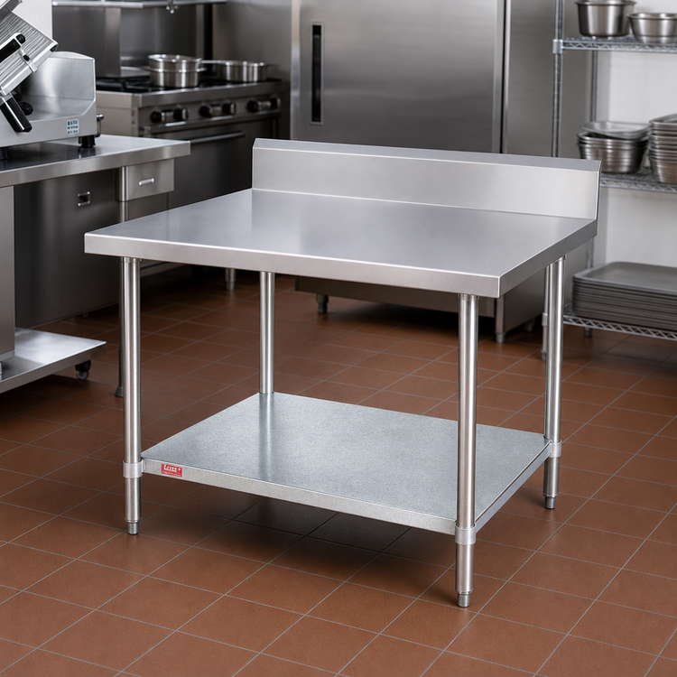 Product image #2 for Duke 30 x 30 Inch Square Stainless Steel Work Table with 10 Inch Riser and Galvanized Undershelf