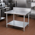 Thumbnail image #2 for Duke 30 x 30 Inch Square Stainless Steel Work Table with 10 Inch Riser and Galvanized Undershelf