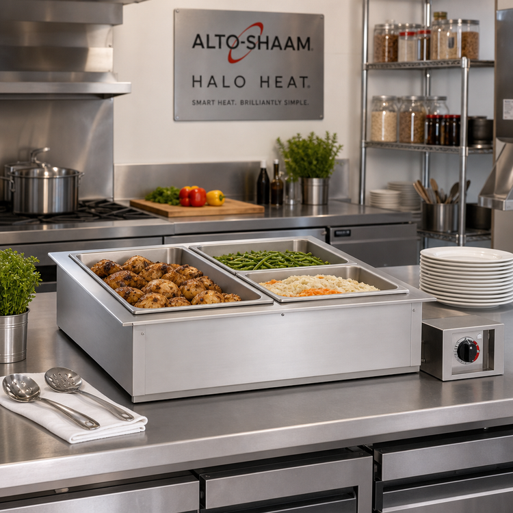 Product image #2 for Alto-Shaam Halo Heat Drop-In Electric Waterless Hot Food Well, Stainless Steel, 2 Full-Size and 2 Third-Size Pan Capacity