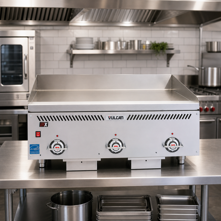 Product image #3 for Vulcan VCCG72-AR Heavy Duty 72-Inch Countertop Gas Griddle with 1-Inch Chrome Plate and Drawers