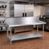 Thumbnail image #2 for Duke 120-Inch x 30-Inch 300 Series Stainless Steel Work Table with 10-Inch Riser and Galvanized Undershelf