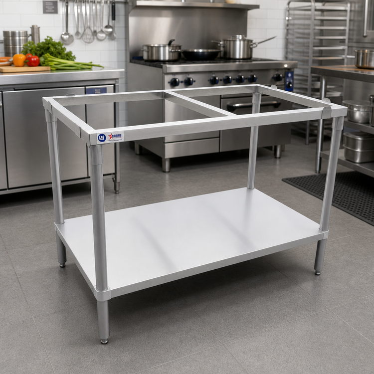 Product image #2 for Omcan Stainless Steel Poly Top Work Table Frame with Undershelf, 36 x 30 x 36 Inches