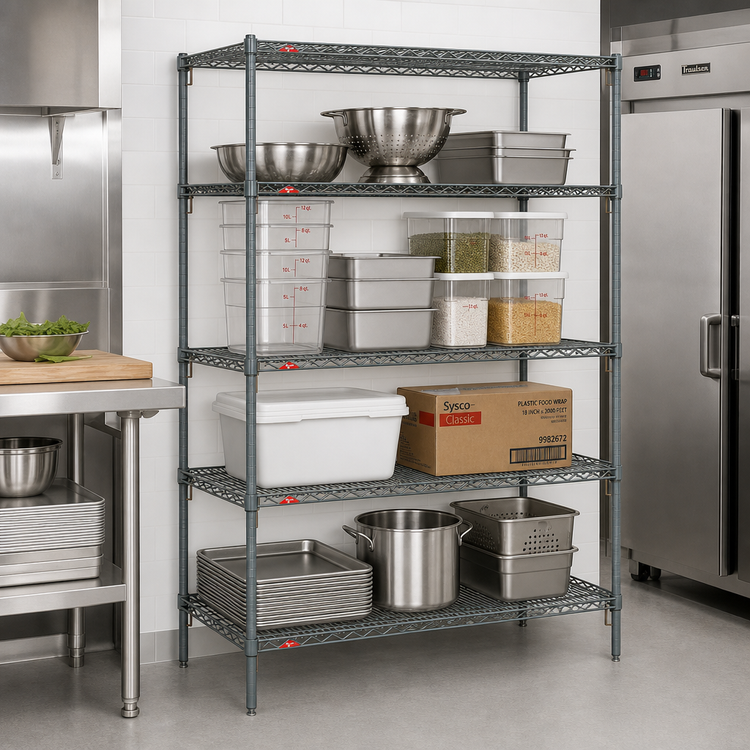 Product image #3 for Metro Super Adjustable Super Erecta Wire Shelving Starter Unit, 48-Inch W x 24-Inch D x 63-Inch H, 4-Shelf, Metroseal 3 Epoxy-Coated