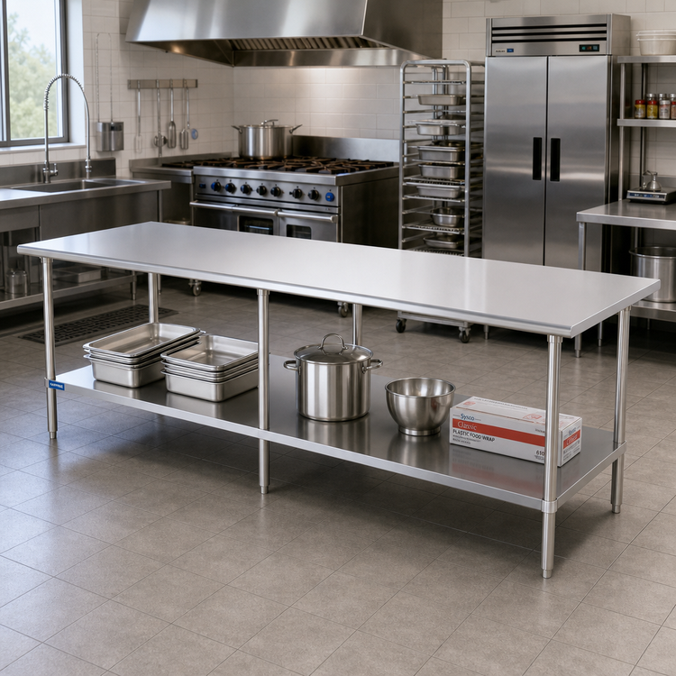 Product image #2 for Sapphire Manufacturing 120 x 36-Inch Stainless Steel Work Table with Adjustable Undershelf