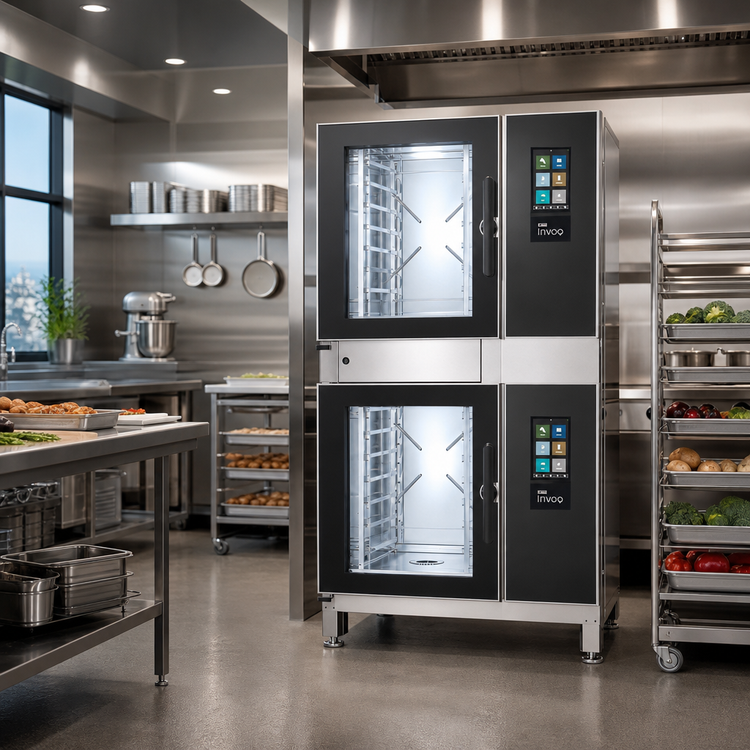 Product image #2 for Blodgett Invoq Stackit Stacked Pass-Through 1/1 GN Electric Boilerless Combi Oven Steamer