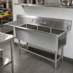 Thumbnail image #2 for John Boos Pro-Bowl 43PB204-1D24L 3-Compartment Stainless Steel Sink, 24-Inch Left Drainboard, 20 x 20 x 14-Inch Bowls, 14-Gauge