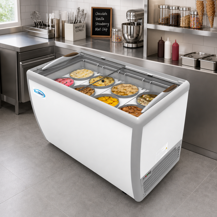 Product image #2 for KoolMore 50-Inch 8-Tub Ice Cream Dipping Display Freezer with Sliding Glass Top, 13 Cu. Ft.