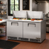 Thumbnail image #2 for True 64 1/8-Inch 2-Section Sandwich/Salad Prep Table with Insulated Hood, 24-Pan Top, and Rear-Mounted Self-Contained Refrigeration