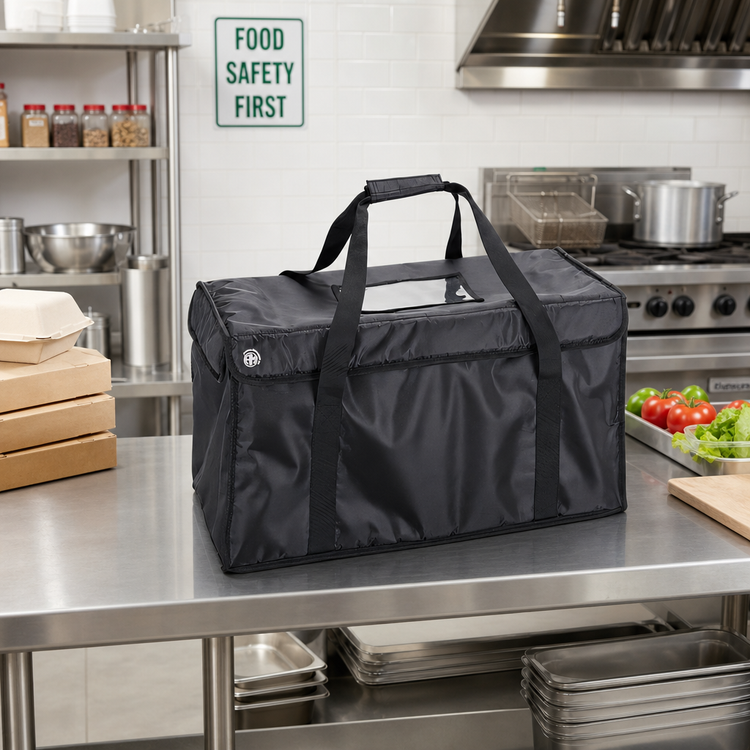 Product image #3 for Deluxe Insulated Black Polyester Delivery Bag, 24-3/4 x 12-1/2 x 12 Inches