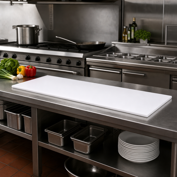 Product image #2 for John Boos 96 Inch x 12 Inch x 3/4 Inch Reversible Polyethylene Steam Table Cutting Board