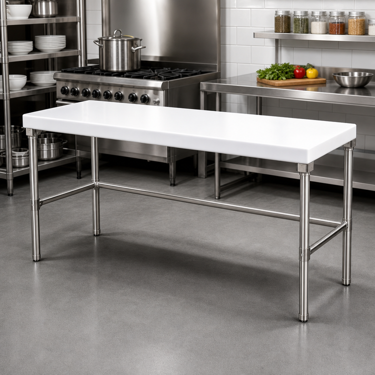 Product image #2 for Poly-Vance 48-Inch x 24-Inch Poly-Top Work Table with Stainless Steel Legs and Cross Rails