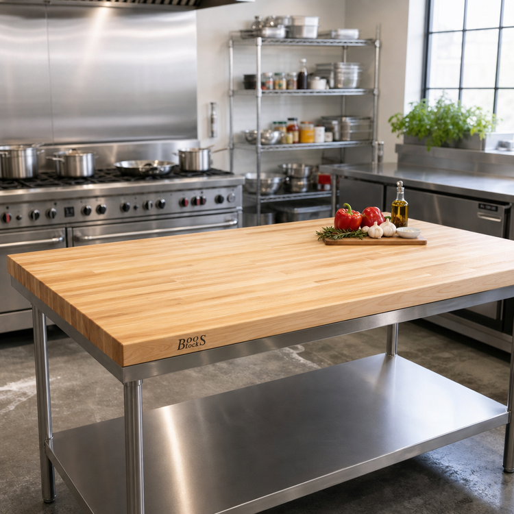 Product image #2 for John Boos Boos Block 60-Inch x 32-Inch Blended Edge Grain Maple Kitchen Countertop, Oil Finish