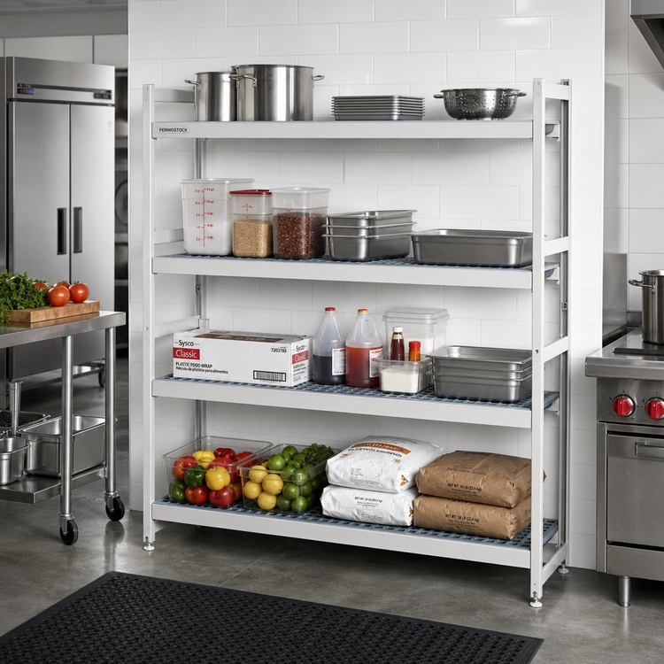 Product image #2 for Fermostock 4-Tier Starter Polymer Shelving Unit, 68-Inch W x 14-Inch D x 83-Inch H