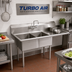 Thumbnail image #2 for Turbo Air 2-Compartment Sink with Right-Hand Drainboard, 18