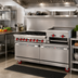 Thumbnail image #2 for American Range 72-Inch Gas Restaurant Range with 8 Open Burners, 24-Inch Griddle/Broiler, and 2 Convection Ovens