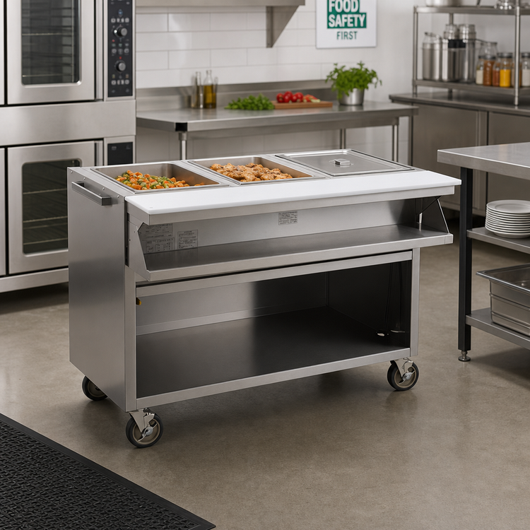 Product image #2 for Spec-Master Mobile Sealed Well Electric Hot Food Table with (2) 12" x 20" Wells, 208V