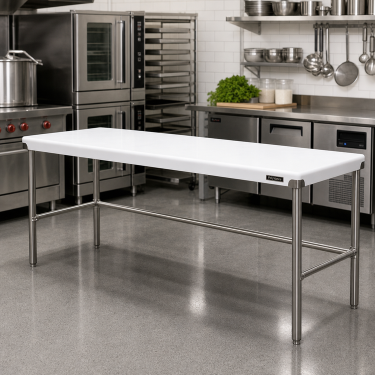 Product image #2 for Poly-Vance 96-Inch x 24-Inch Poly-Top Work Table with Stainless Steel Legs and Cross Rails