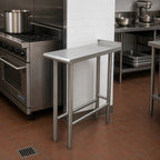 Thumbnail image #2 for Advance Tabco TFMS-152 15 x 24-Inch Stainless Steel Open-Base Equipment Filler Table, 16-Gauge 304 Top, 1-1/2-Inch Rear Upturn