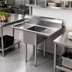 Thumbnail image #2 for Sapphire Manufacturing 45-Inch 1-Compartment Stainless Steel Sink with Dual Drainboards and Backsplash