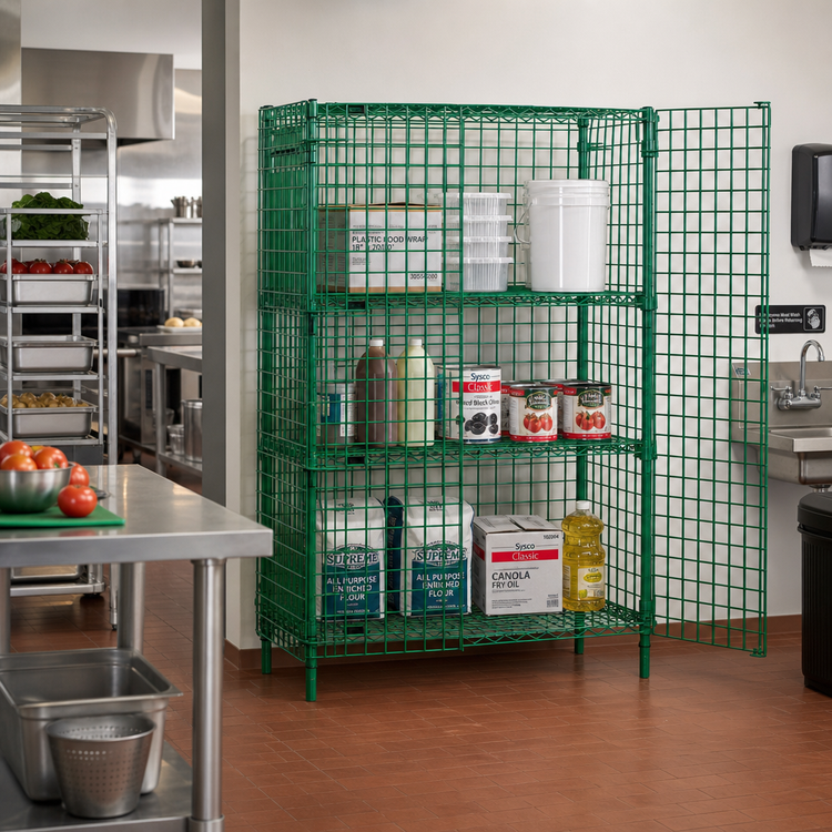 Product image #2 for Quantum Stationary Security Cage with 2 Intermediate Shelves, 36 x 21 x 63 Inches, Green Epoxy