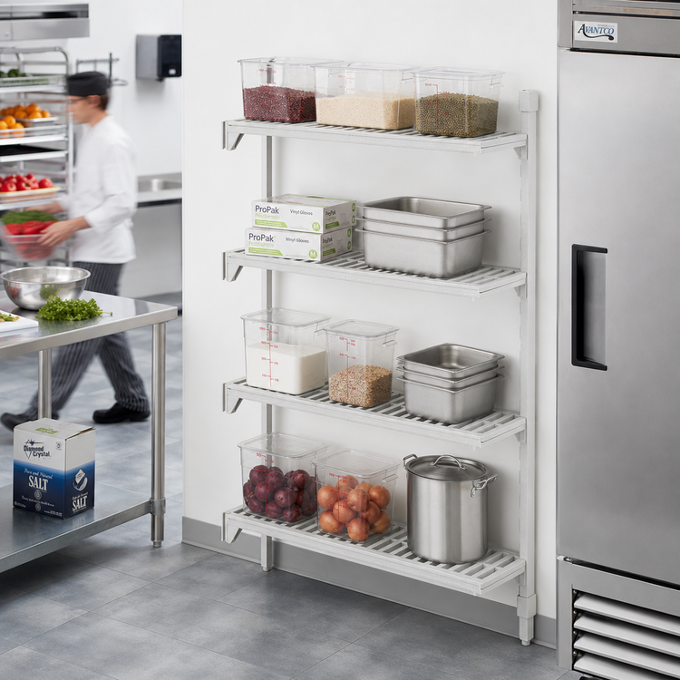 Product image #3 for Cambro Camshelving Premium 4-Shelf Vented Add-On Polymer Shelving Unit, 21 x 36 x 72 Inches, Speckled Gray