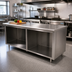 Thumbnail image #2 for Advance Tabco 120-Inch x 36-Inch 14-Gauge 304 Stainless Steel Work Table with Open Front Cabinet Base
