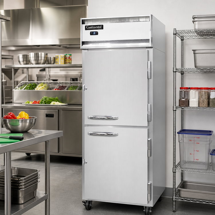 Product image #2 for Continental Refrigerator 1FESNSSHD One-Section Extra-Wide Shallow Depth Reach-In Freezer with Half-Height Solid Doors