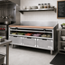 Thumbnail image #2 for La Rosa Refrigeration Two-Section Refrigerated Equipment Stand with 4 Drawers, 42 x 30.5 Inch, Remote Refrigeration
