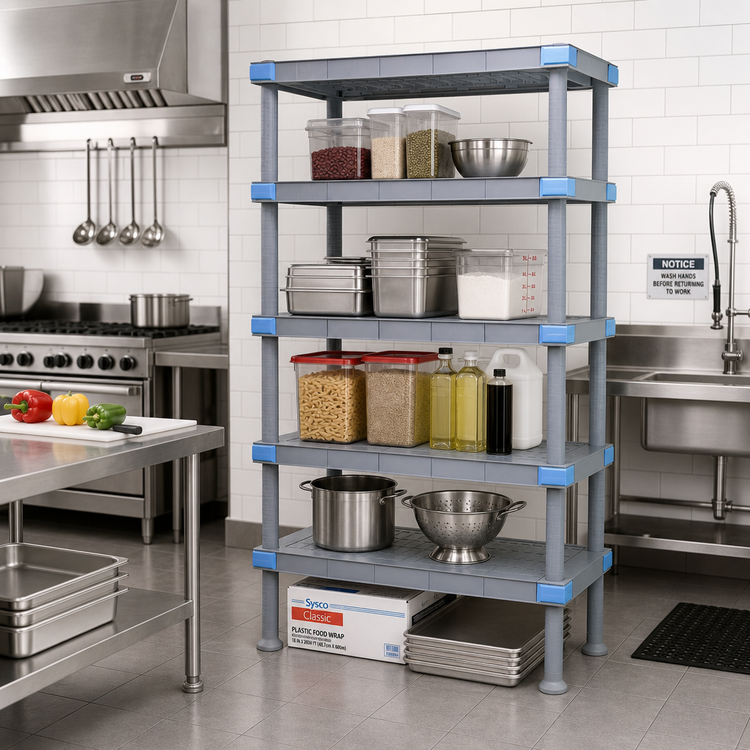 Product image #2 for Quantum Millenia 48" W x 24" D x 62" H Polymer Solid Shelving Unit, 5-Shelf Stationary Starter Unit