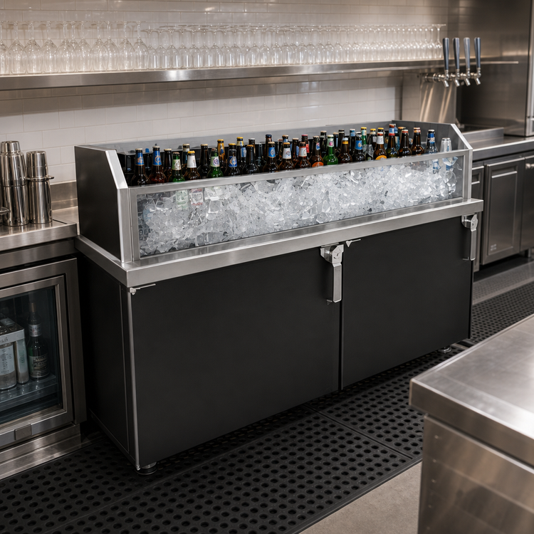 Product image #2 for Glastender 78-Inch Back Bar Glass Ice Display Unit for Bottled Beverage Display
