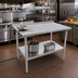 Thumbnail image #2 for John Boos Stallion 60 x 36-Inch 14-Gauge 300 Series Stainless Steel Work Table with 1-1/2-Inch Rear Up-Turn and Adjustable Undershelf