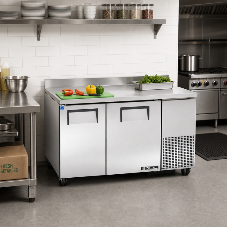 Product image #2 for True 60.25-Inch Two-Section Deep Worktop Refrigerator with Stainless Steel Top and Rear Splash