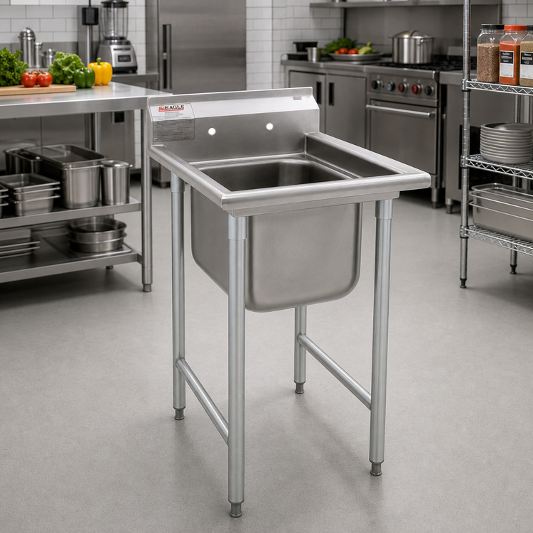 Product image #2 for Eagle Group 414 Series 1-Compartment Stainless Steel Sink with 9-1/2-Inch Backsplash