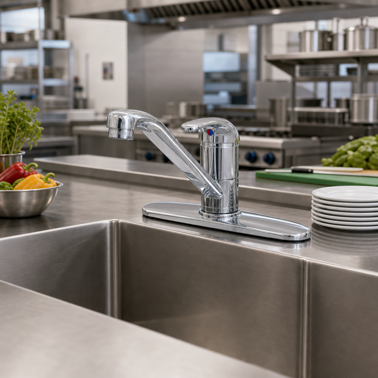 Product image #2 for T&S Brass B-2731-WS Low-Lead Single-Lever Deck-Mount Commercial Faucet with 9-Inch Swivel Spout