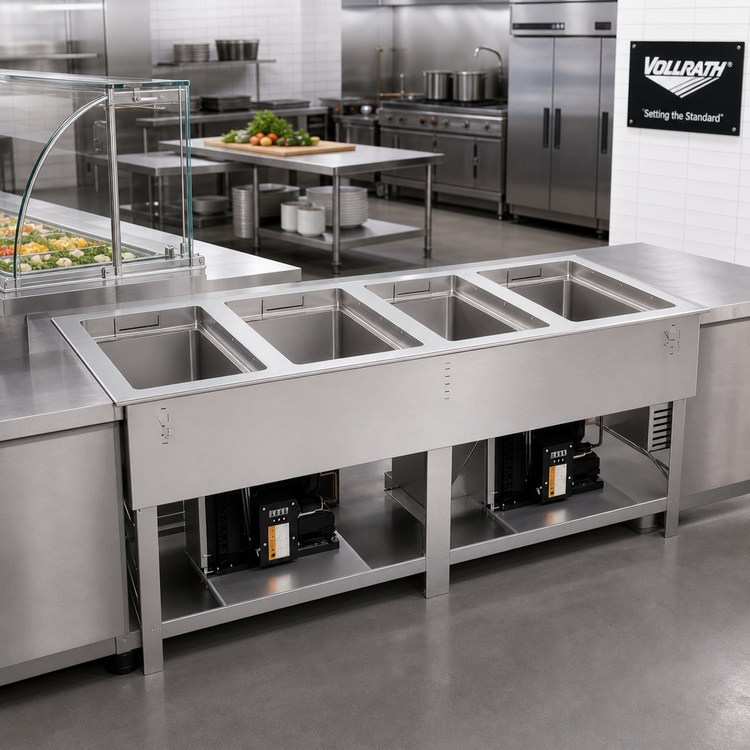 Product image #3 for Vollrath 4-Well Hot/Cold/Frozen Drop-In Food Well, Auto-Drain, Flat Flange, 120/208-240V
