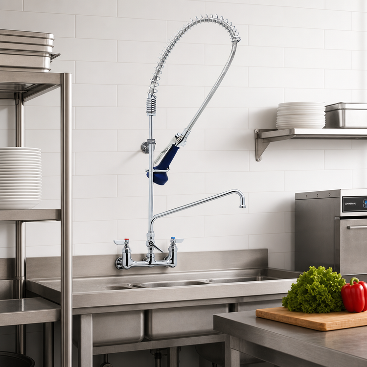 Product image #2 for EasyInstall 8-Inch Wall Mount Pre-Rinse Unit with 14-Inch Add-On Faucet and 1.07 GPM Spray Valve