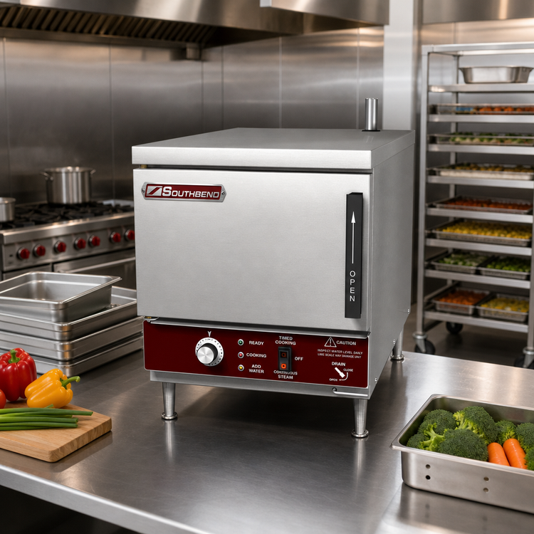 Product image #2 for Southbend Steam EZ18-3 Electric 18-Inch Wide Countertop Boilerless Convection Steamer, 1 Compartment, 3 x 12 x 20 Pan Capacity