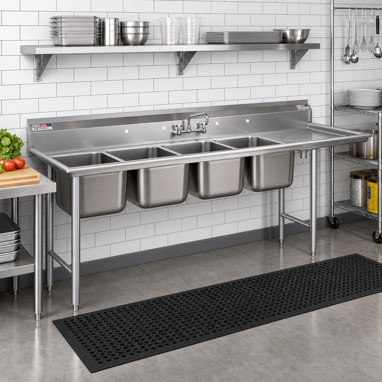 Product image #2 for Eagle 414 Series Four-Compartment Stainless Steel Sink with 24-Inch Right Drainboard