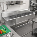 Thumbnail image #2 for John Boos Pro-Bowl 4PB1620-1D24L 4-Compartment Stainless Steel Sink with 24-Inch Left Drainboard, 12-Inch Deep Bowls, 16-Gauge Top