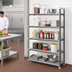 Thumbnail image #2 for Cambro Camshelving Elements XTRA 5-Tier Stationary Add-On Polymer Shelving Unit, 21 x 42 x 64 Inches, Speckled Gray
