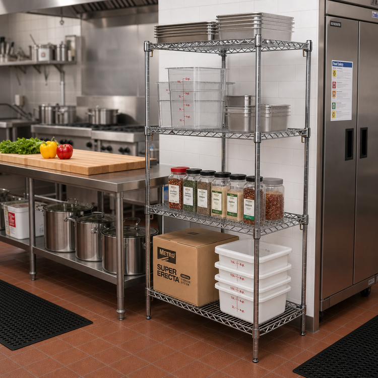 Product image #2 for Metro Super Erecta Super Adjustable 4-Shelf Add-On Wire Shelving Unit, 24"W x 21"D x 63"H, Chrome Plated