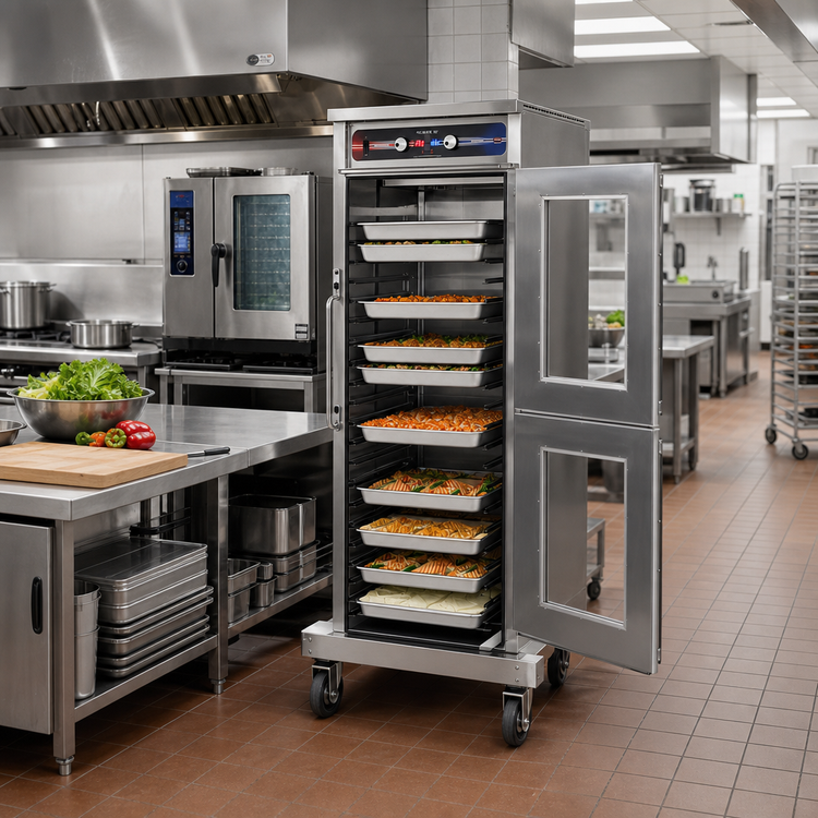 Product image #2 for FWE Clymate IQ Mobile Heated Holding Cabinet for Combi-Companion Racks, 1-Door, Stainless Steel